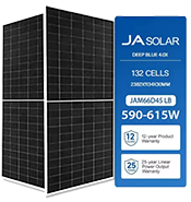 JA Solar 595W Bifacial N-Type — Deep Blue 4.0 Pro TOPCon — haute efficacité bifaciale